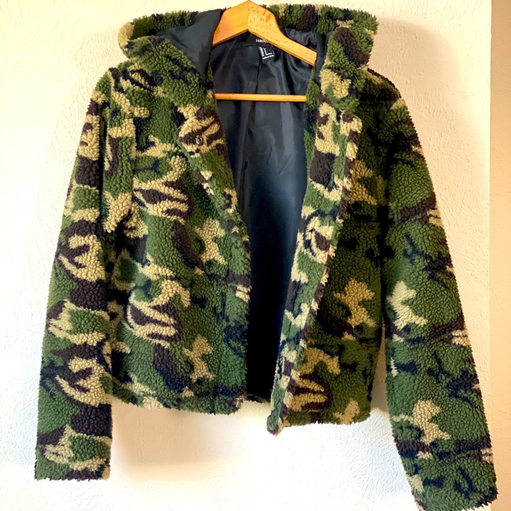 Camouflage teddy jacket